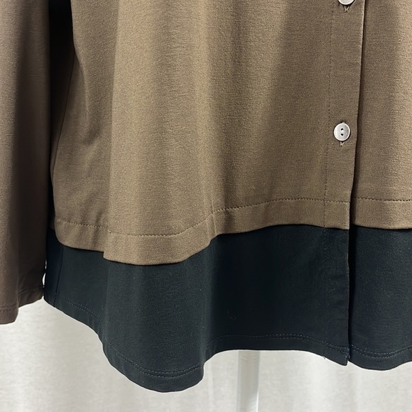 J. Jill Wearever Collection Womens Button Up Cardigan Top Brown Black Size LP - Picture 6 of 9